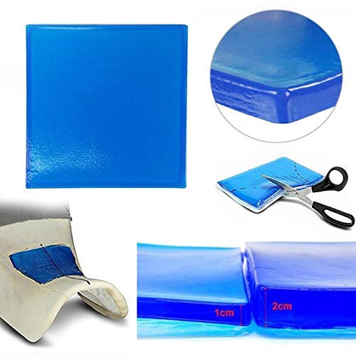 LisylineAuto Motorcycle Seat Gel Pad Shock Absorption Mats Reduce Fatigue Comfortable Soft Cooling Fabric Cushion Blue Cool DIY Saddle (25 x 22 x 1cm)