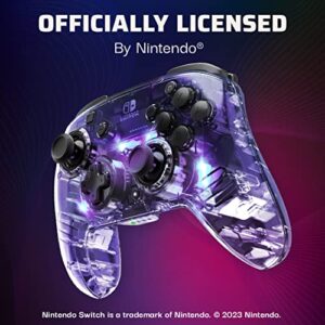 PDP Afterglow LED Wireless Deluxe Gaming Controller - Licensed by Nintendo for Switch and OLED - RGB Hue Color Lights - See through Gamepad Controller - Paddle Buttons