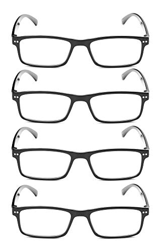 Readers Readers.com Fully Magnified Reading Glasses: The Cordon - 4 Pairs, Classic Rectangle for Women and Men - Black, 2.50