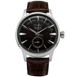 seiko presage power reserve"black cat martini" brown dial leather watch ssa393j1