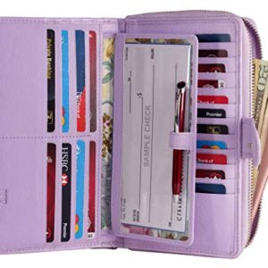 Mou Meraki Women RFID Blocking Real Leather Wallet-Clutch For Women-Shield Against Identity Theft (LAVENDER)