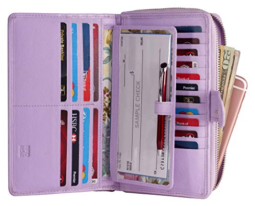 Mou Meraki Women RFID Blocking Real Leather Wallet-Clutch For Women-Shield Against Identity Theft (LAVENDER)