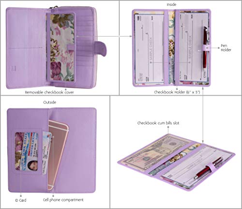 Mou Meraki Women RFID Blocking Real Leather Wallet-Clutch For Women-Shield Against Identity Theft (LAVENDER)