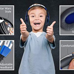 eKids Star Wars Ep 9 Kids Headphones, Adjustable Headband, Stereo Sound, 3.5Mm Jack, Wired Headphones for Kids, Volume Control, Foldable, Childrens Headphones Over Ear for School Home Travel (140)