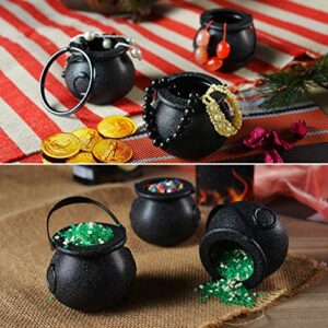 YoHold Plastic Cauldron, Mini Black Witch Cauldron, Candy Cauldron Kettles for Halloween, St Patrick's Day, Wizard Theme Party Decorations, 1 Dozen(12PCS), Black