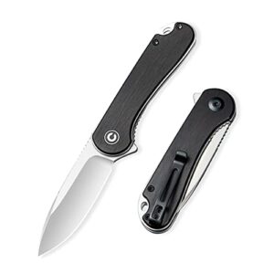 civivi elementum folding pocket knife d2 satin 2.96" blade, wood handles c907d (black ebony wood)