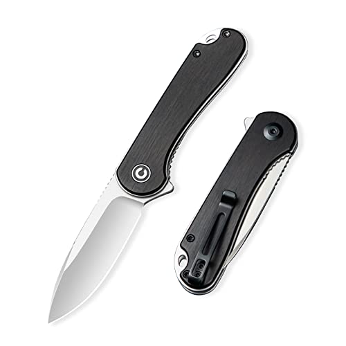 CIVIVI Elementum Folding Pocket Knife D2 Satin 2.96" Blade, Wood Handles C907D (Black Ebony Wood)