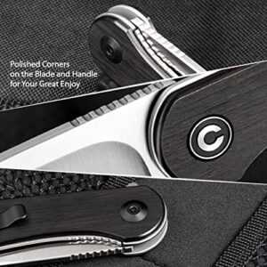 CIVIVI Elementum Folding Pocket Knife D2 Satin 2.96" Blade, Wood Handles C907D (Black Ebony Wood)