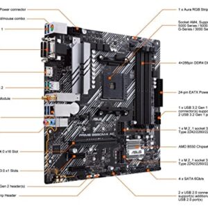 ASUS Prime B550M-A AC AMD AM4 (3rd Gen Ryzen™) Micro ATX Motherboard (PCIe 4.0, WiFi, ECC Memory, 1Gb LAN, HDMI 2.1/D-Sub, 4K@60HZ, Addressable Gen 2 RGB Header and Aura Sync)