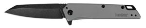 kershaw misdirect pocketknife; 2.9 in. 4cr13 black-oxide blackwash finish blade, stainless steel stonewash finish handle equipped with speedsafe assisted opening, flipper and frame lock (1365)