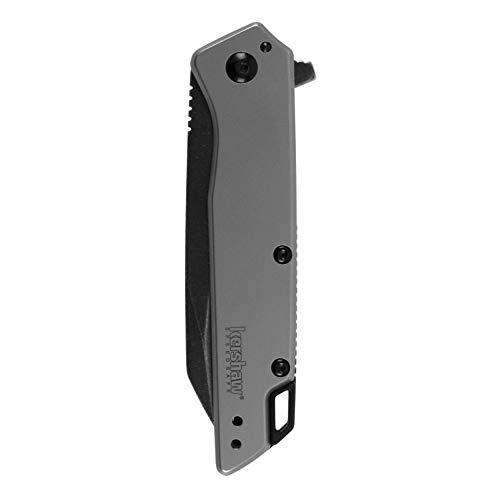 Kershaw Misdirect Pocketknife; 2.9 in. 4Cr13 Black-Oxide Blackwash Finish Blade, Stainless Steel Stonewash Finish Handle Equipped with SpeedSafe Assisted Opening, Flipper and Frame Lock (1365)