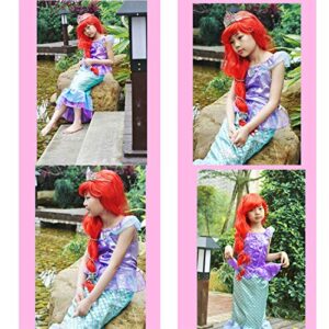 Joy Join Little Girls Princess Mermaid Costume for Girls Dress Up Party with Wig,Crown, Mace 4-5 Years