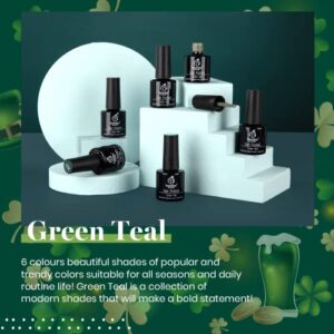 Beetles Carnival Evergreen Gel Nail Polish Set - 6 Pcs Glitter Green Sparkle Kit Soak Off Lamp Avocado Dark Art Design Gifts for Women