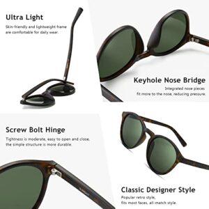 SUNGAIT Women's Classic Vintage Round Polarized Sunglasses Retro Style UV400(Amber Frame(Matte Finish)/Green Lens) K166HUPOKMOLV