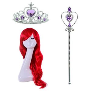 Joy Join Little Girls Princess Mermaid Costume for Girls Dress Up Party with Wig,Crown, Mace 6-7 Years