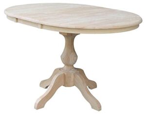 international concepts 36" round top pedestal table with 12" leaf-28.9" h-dining height, unfinished
