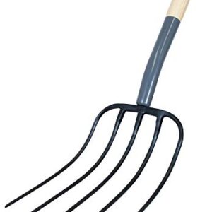 CRAFTSMAN CMXMKIT0070 2-Piece Long Wood Handle Composting Tool Set with Transfer Shovel and 5-Tine Manure Fork, Brown