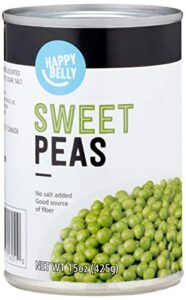 amazon brand - happy belly sweet peas, no salt added, 15 ounce