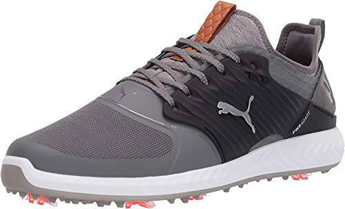 PUMA GOLF Men's Ignite Pwradapt Caged Golf Shoe, Quiet Shade-Bronze-Puma Black, 10 M US