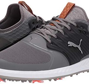 PUMA GOLF Men's Ignite Pwradapt Caged Golf Shoe, Quiet Shade-Bronze-Puma Black, 10 M US