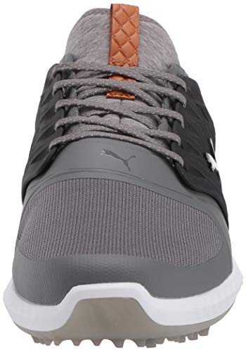 PUMA GOLF Men's Ignite Pwradapt Caged Golf Shoe, Quiet Shade-Bronze-Puma Black, 10 M US