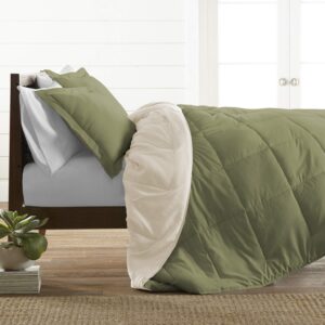 soft essentials 2318564 twin size hypoallergenic down alternative reversible comforter set44; sage - case of 9