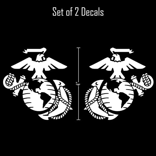 Decalcomania United States Marine Corps EGA Eagle Globe & Anchor Vinyl Decals - Set of 2 4in White USMC Emblem Stickers for Tail Lights - Marine Corps Stickers and Decals for Car Windows or Tail Lamp