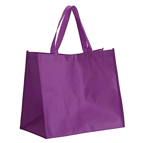 Tosnail 12 Pack Reusable Grocery Shopping Bags, Large Foldable Tote Bags Bulk, Fabric Bags with Long Handle for Shopping Groceries Clothes - Purple, Orange, Pink