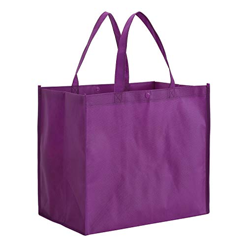 Tosnail 12 Pack Reusable Grocery Shopping Bags, Large Foldable Tote Bags Bulk, Fabric Bags with Long Handle for Shopping Groceries Clothes - Purple, Orange, Pink