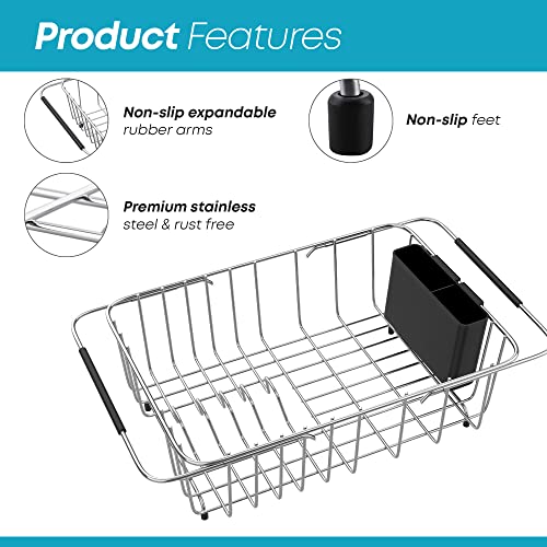 KESOL Expandable Dish Drying Rack in Sink Dish Drainer - Dish Drying Rack for Kitchen Sink Accessories - in Sink Dish Drainer Stainless Steel Sink Rack - Over The Sink Dish Drying Rack - Rustproof