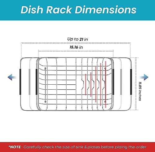 KESOL Expandable Dish Drying Rack in Sink Dish Drainer - Dish Drying Rack for Kitchen Sink Accessories - in Sink Dish Drainer Stainless Steel Sink Rack - Over The Sink Dish Drying Rack - Rustproof