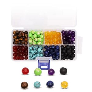 bright creations 224 pieces chakra beads for jewelry making, bulk 8mm lava rock stones with storage box, 8 colors