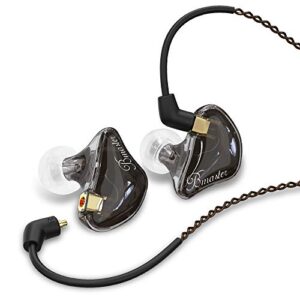 basn triple driver in ear monitors bmaster in-ear headphones with silver-plated mmcx cable ideal earphones for musicians sound engineers and djs (dark brown)…