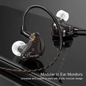 BASN Triple Driver in Ear Monitors Bmaster in-Ear Headphones with Silver-Plated MMCX Cable Ideal Earphones for Musicians Sound Engineers and DJs (Dark Brown)…