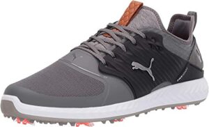 puma golf men's ignite pwradapt caged golf shoe, quiet shade-bronze-puma black, 12 m us