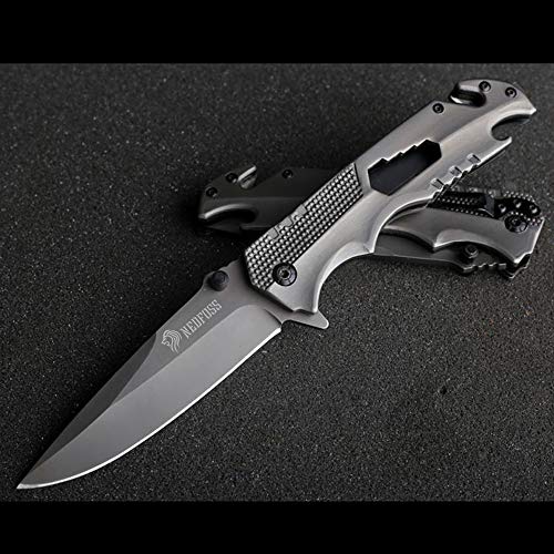 NedFoss Pocket Knife for Men, 5-in-1 Multitool Folding Knife with Bottle Opener, Glass Breaker, Seatbelt Cutter and Wrench, Survival Knife for Emergency Rescue Situations, Home Improvements