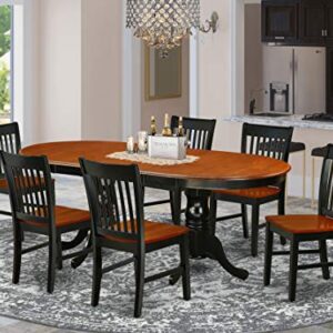 East West Furniture PLNO7-BCH-W Plainville 7 Piece Set Consist of an Oval Dining Room Table with Butterfly Leaf and 6 Wooden Seat Chairs, 42x78 Inch, Black & Cherry