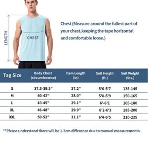 Sleeveless Shirts for Men Workout Running Dry Fit(Sky Blue Heather,L)