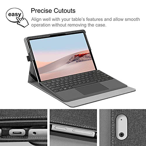 Fintie Protective Case for Microsoft Surface Go 3 2021 / Surface Go 2 2020 / Surface Go 2018 - Multi-Angle Portfolio Business Cover with Pocket, Compatible with Type Cover Keyboard (Gray)