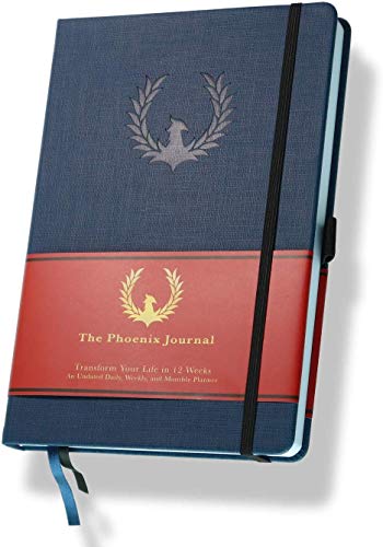 The Phoenix Journal - Best Daily Goal Planner, Organizer, & Calendar for Goal Setting, Gratitude, Happiness, & Productivity - Vision Board & Habit Tracking - 12 Weeks, Undated, Hardcover (Sapphire)