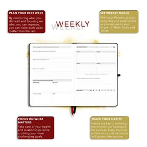 The Phoenix Journal - Best Daily Goal Planner, Organizer, & Calendar for Goal Setting, Gratitude, Happiness, & Productivity - Vision Board & Habit Tracking - 12 Weeks, Undated, Hardcover (Sapphire)