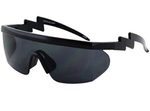 flawless eyewear semi rimless goggle style retro rainbow mirrored lens zigzag sunglasses (black)