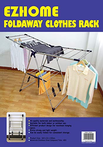 CUISINE TALENT EZHOME Large Foldaway Laundry Rack, Heavy Duty, Collapsible, Space-Saving Storage, Stainless Steel, Indoor/Outdoor