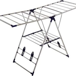 CUISINE TALENT EZHOME Large Foldaway Laundry Rack, Heavy Duty, Collapsible, Space-Saving Storage, Stainless Steel, Indoor/Outdoor