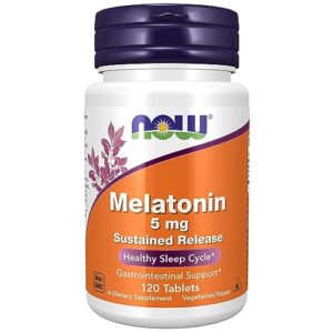now supplements, melatonin 5 mg, sustained release, formulated for a 4-hour release period, 120 tablets