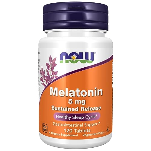 NOW Supplements, Melatonin 5 mg, Sustained Release, Formulated for a 4-Hour Release Period, 120 Tablets