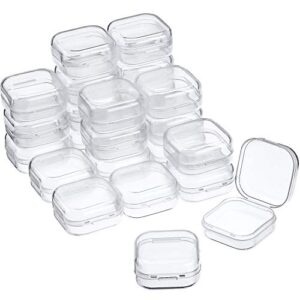 satinior 24 packs small clear plastic beads storage containers box with hinged lid for storage of small items, crafts, jewelry, hardware, 1.37 x 1.37 x 0.7 in