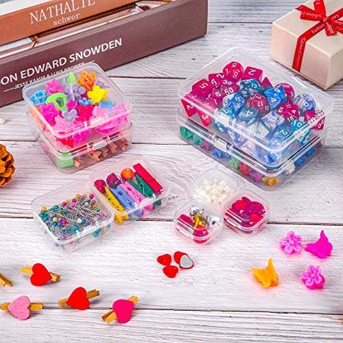 SATINIOR 24 Packs Small Clear Plastic Beads Storage Containers Box with Hinged Lid for Storage of Small Items, Crafts, Jewelry, Hardware, 1.37 x 1.37 x 0.7 in