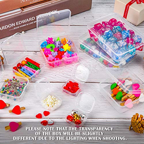 SATINIOR 24 Packs Small Clear Plastic Beads Storage Containers Box with Hinged Lid for Storage of Small Items, Crafts, Jewelry, Hardware, 1.37 x 1.37 x 0.7 in