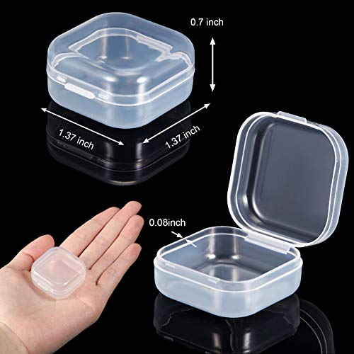 SATINIOR 24 Packs Small Clear Plastic Beads Storage Containers Box with Hinged Lid for Storage of Small Items, Crafts, Jewelry, Hardware, 1.37 x 1.37 x 0.7 in